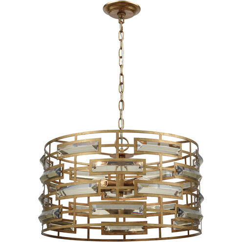 Metro 5 Light 22 inch Gold Leaf Pendant Ceiling Light