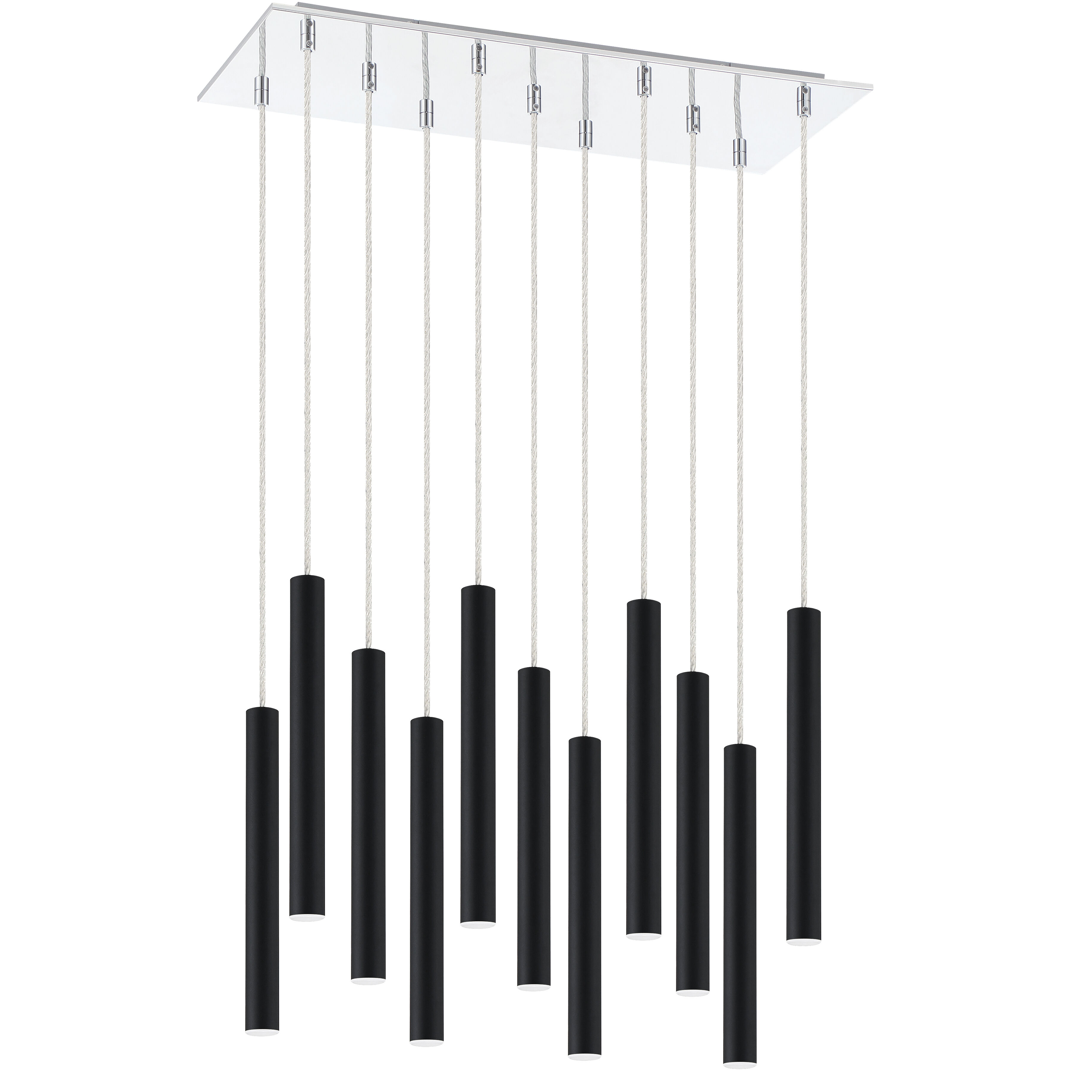 Forest LED 9.75 inch Chrome Chandelier Ceiling Light in 11, 29, Matte Black Steel