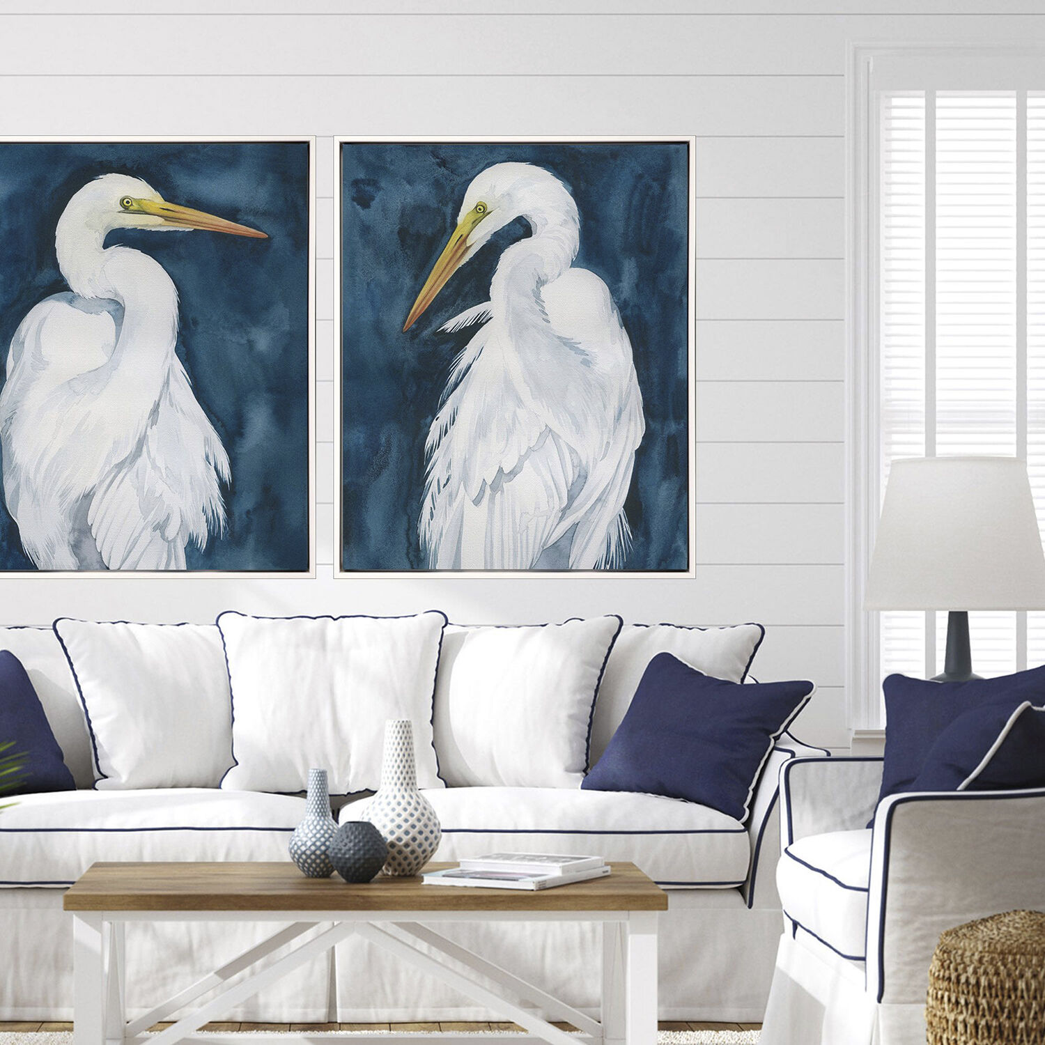 Midnight Hunter Blue and White Canvas