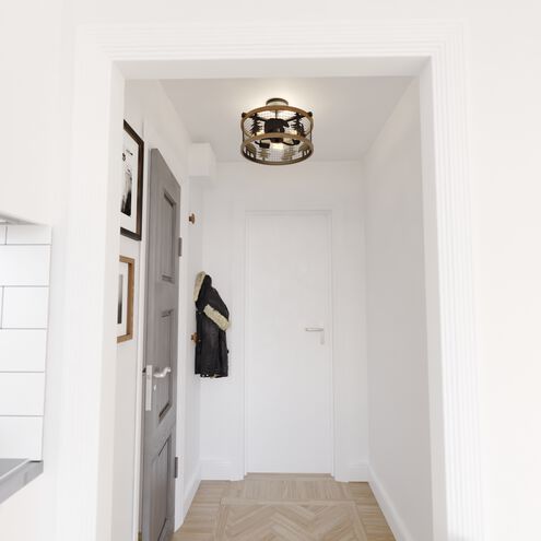 Kodiak LED 16 inch Black and Burnished Teak Semi-Flush Mount Ceiling Light