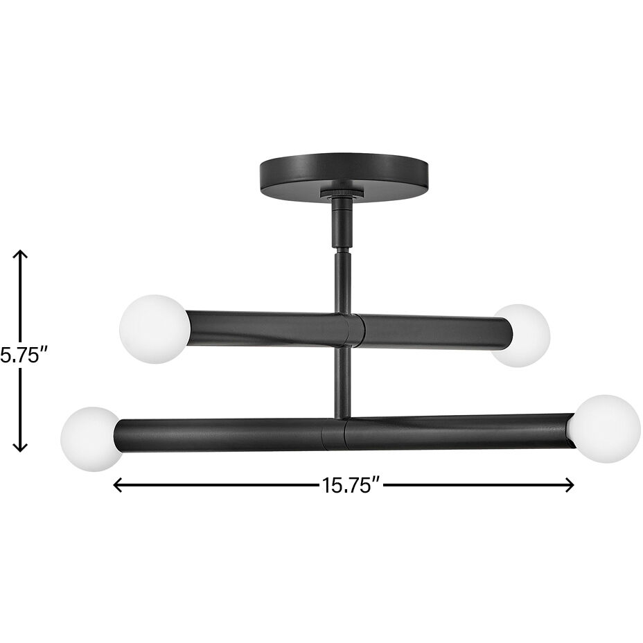 Millie LED 15.75 inch Black Pendant Ceiling Light, Semi-Flush Mount