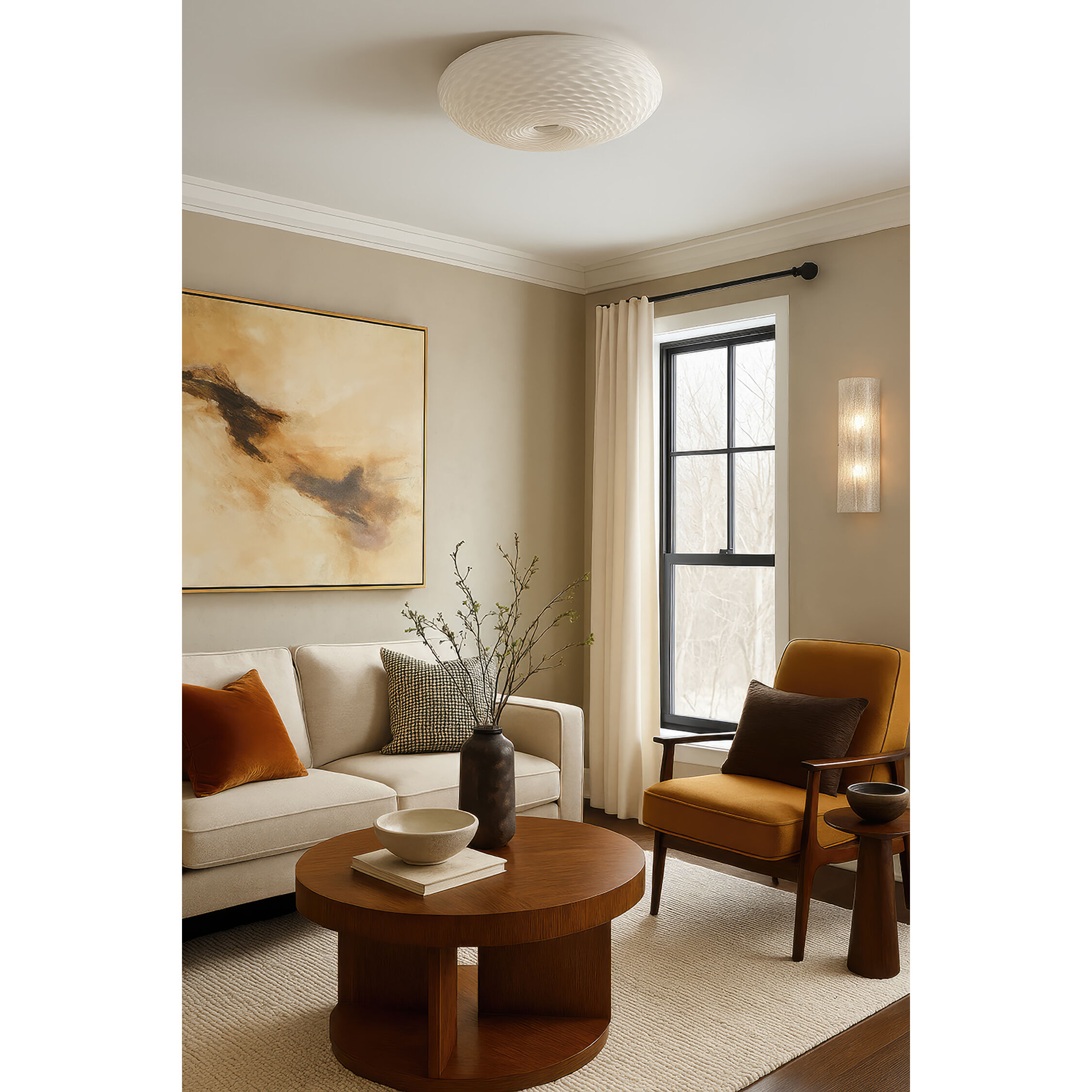 Swirled 2 Light 15.5 inch Chrome Flush Mount Ceiling Light