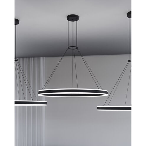 Double Corona LED 59 inch Satin Black Pendant Ceiling Light
