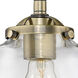 Nouveau Fulton LED 15 inch Black Antique Brass Bath Vanity Light Wall Light in Clear Glass, Nouveau
