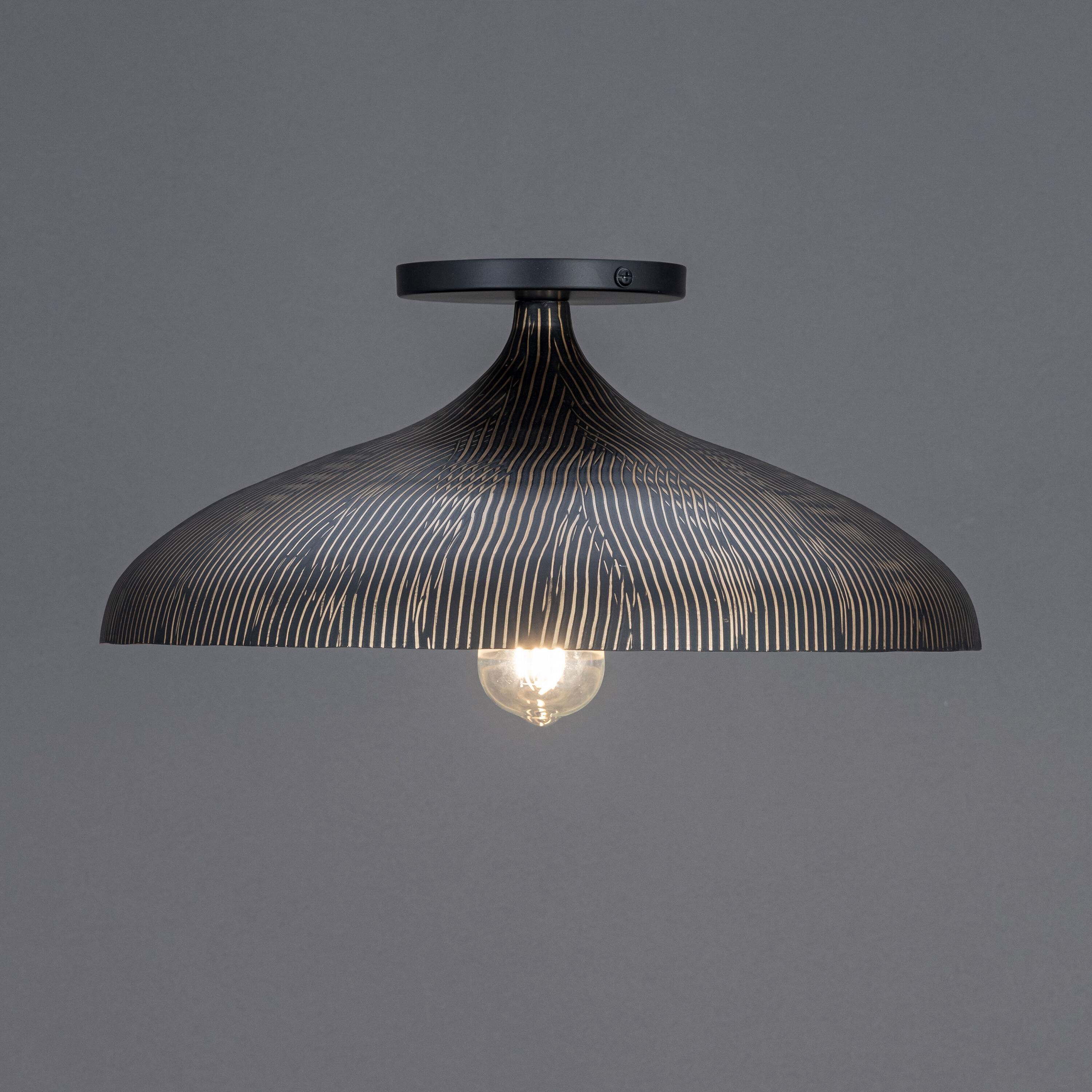 Fleur 1 Light 15.5 inch Black and Gold Flush Mount Ceiling Light