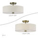 Monroe 3 Light 15 inch Antique Brass Semi Flush Mount Ceiling Light, Large