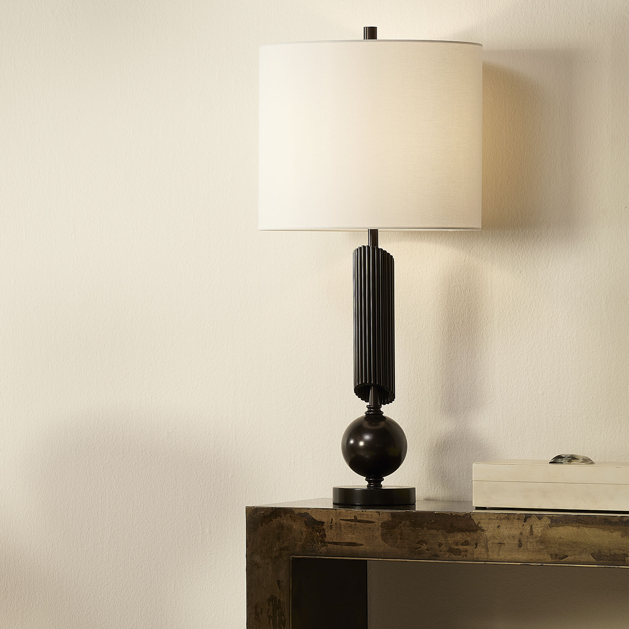 Constantine 12 X 7 inch Cream Resin w/ Horn Accent Large Rectangle Box