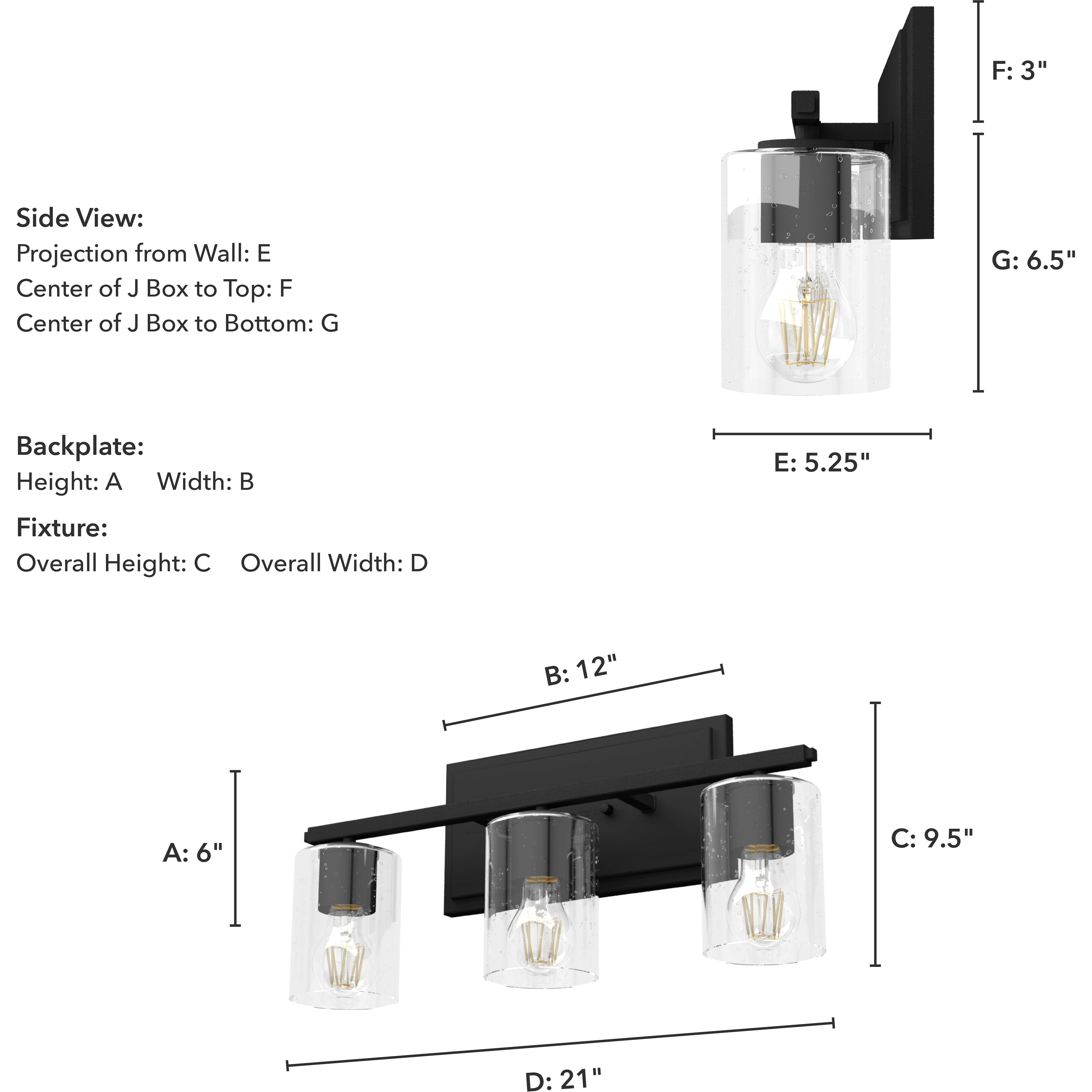 Kerrison 3 Light 21 inch Natural Black Iron Vanity Light Wall Light