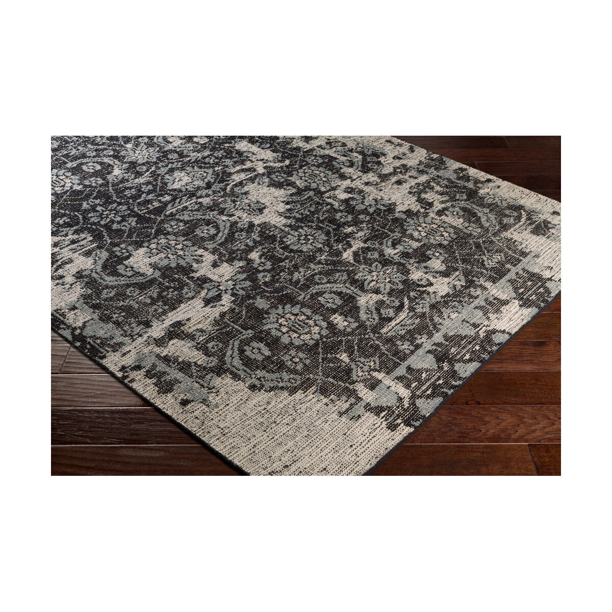 Vevina 36 X 24 inch Black/Pale Blue/Ivory Rugs, Wool
