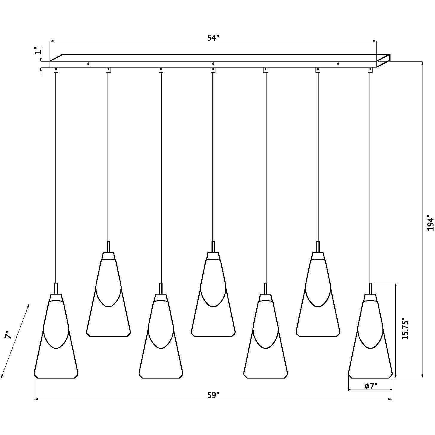 Aimie Linear Chandelier Ceiling Light in Brushed Nickel
