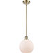 Ballston Athens LED 8 inch Antique Brass Pendant Ceiling Light in Matte White Glass, Ballston