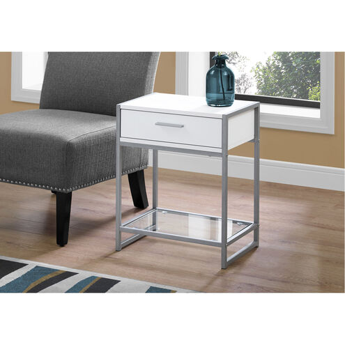 Hoosick 22 X 18 inch White and Clear Accent End Table or Night Stand