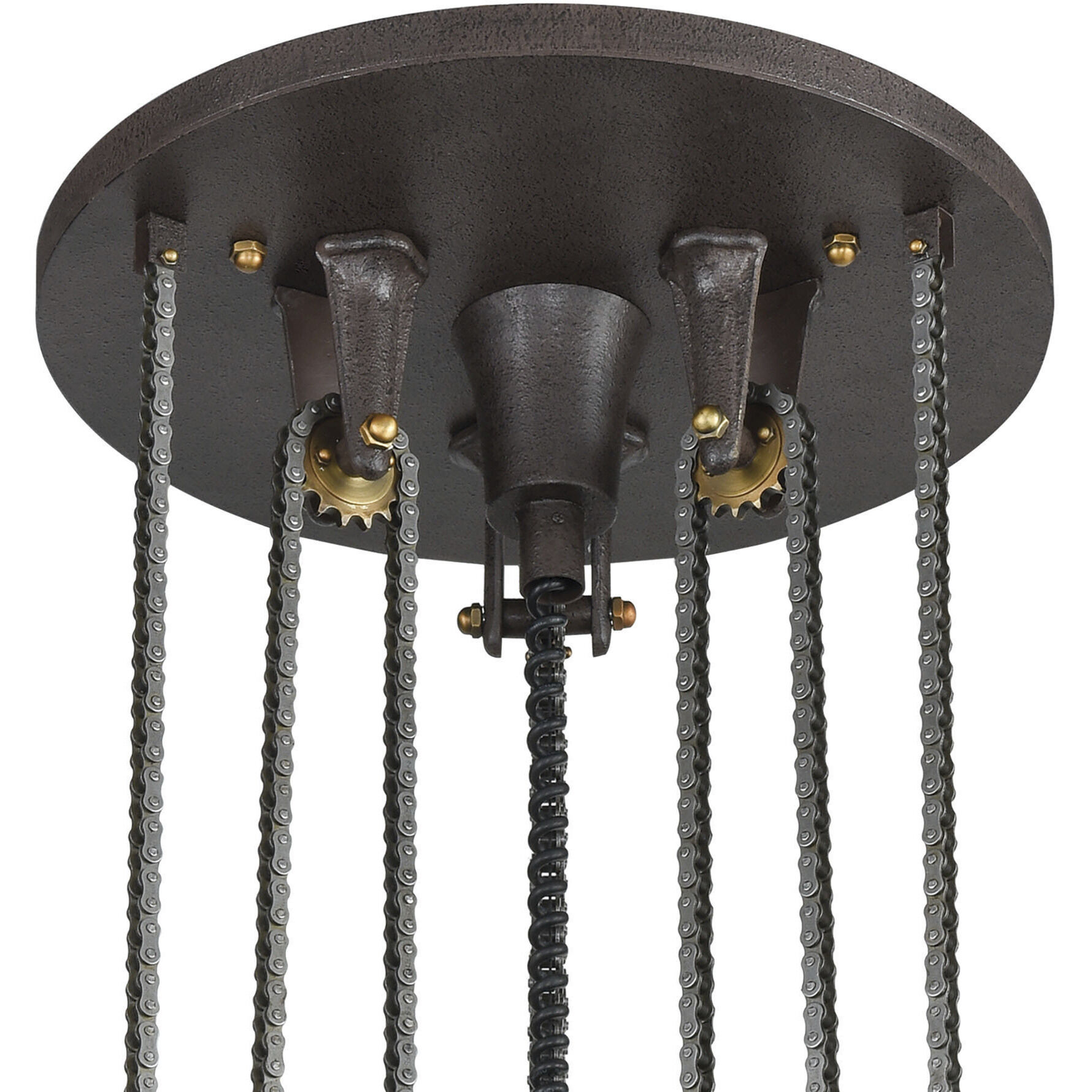 Torque 6 Light 36 inch Vintage Bronze with Satin Brass Chandelier Ceiling Light