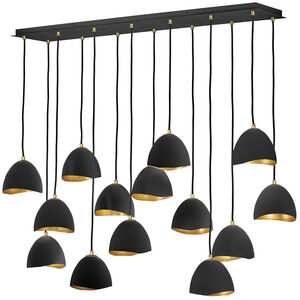 Lisa McDennon Nula LED 49 inch Shell Black with Gold Leaf Indoor Linear Chandelier Ceiling Light