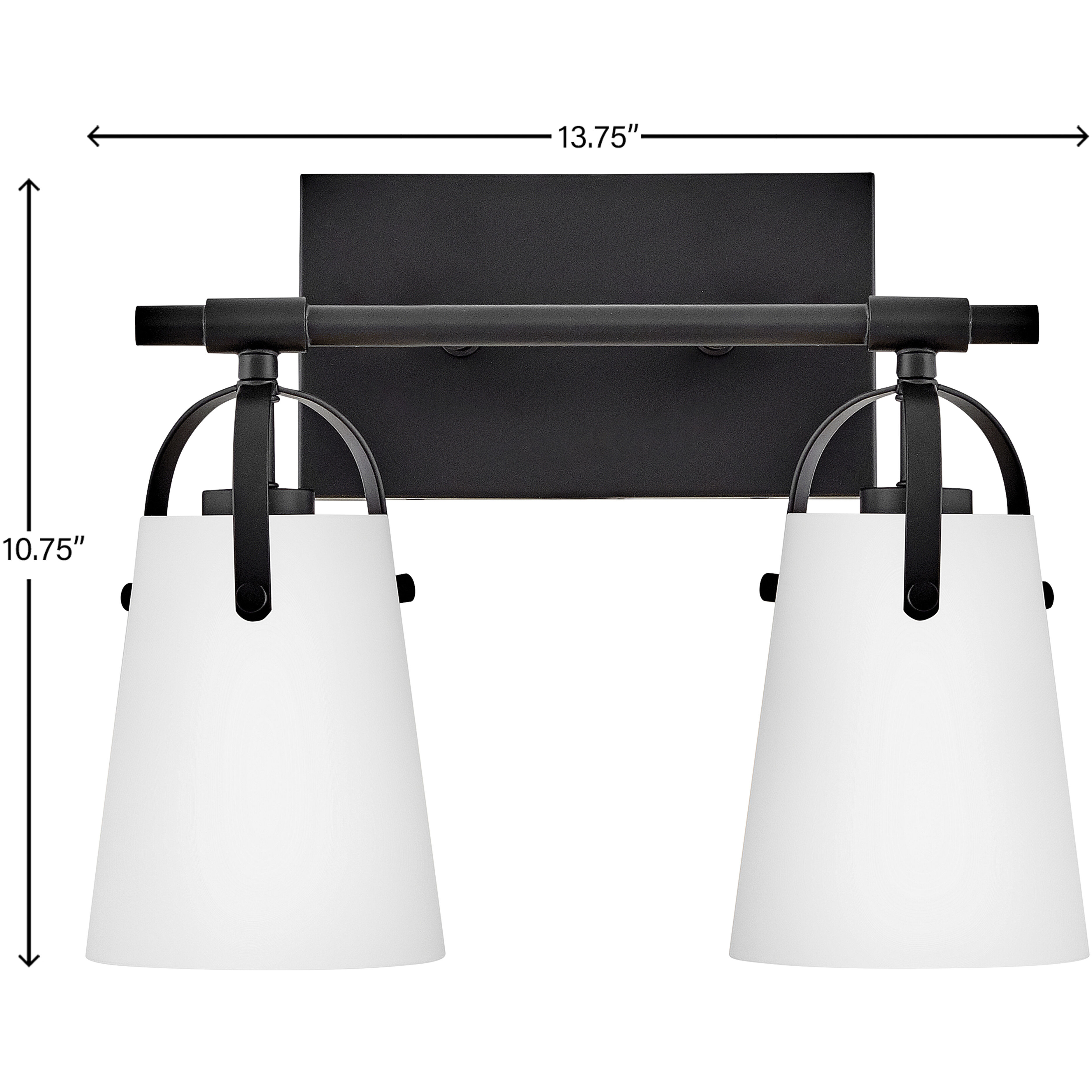 Foster 2 Light 13.75 inch Black Bath Light Wall Light in Etched Opal