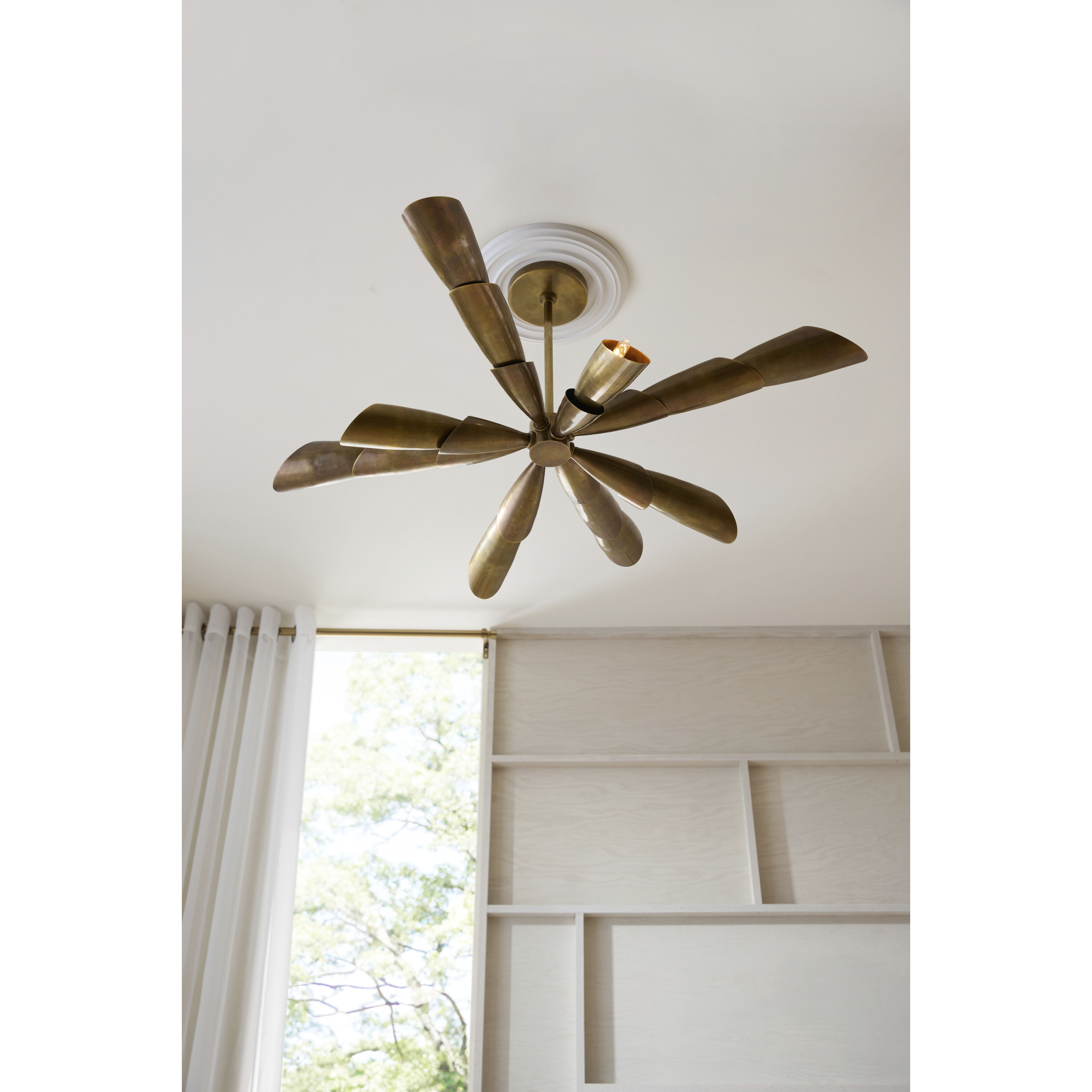 Morgan 8 Light 43.5 inch Vintage Brass Semi Flush Mount Ceiling Light