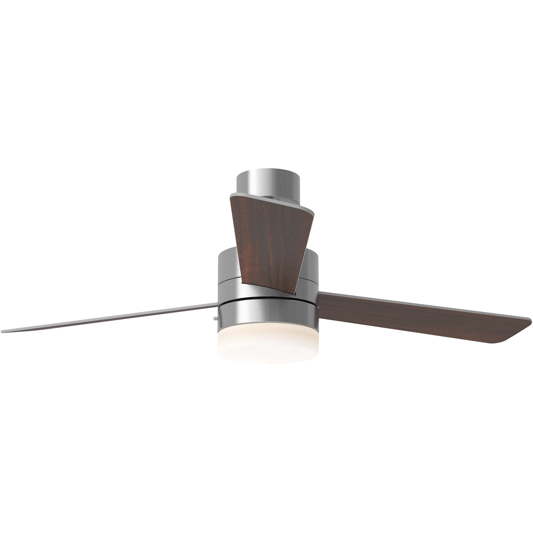 Era 52 LED 52 inch Brushed Steel with Silver/American Walnut reversible blades Indoor/Outdoor Ceiling Fan