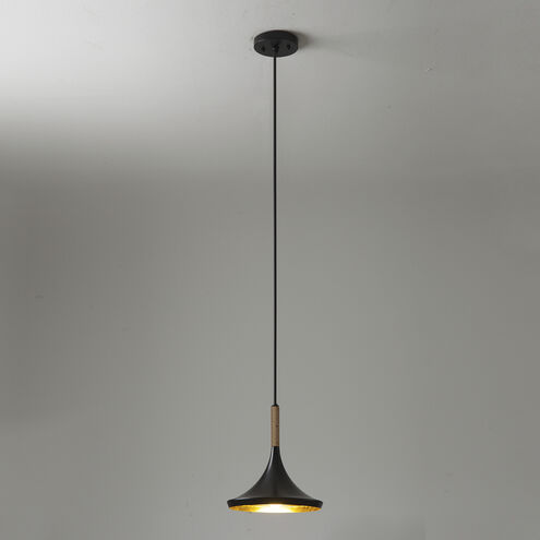 Lodi LED 13 inch Matte Black and Walnut Pendant Ceiling Light