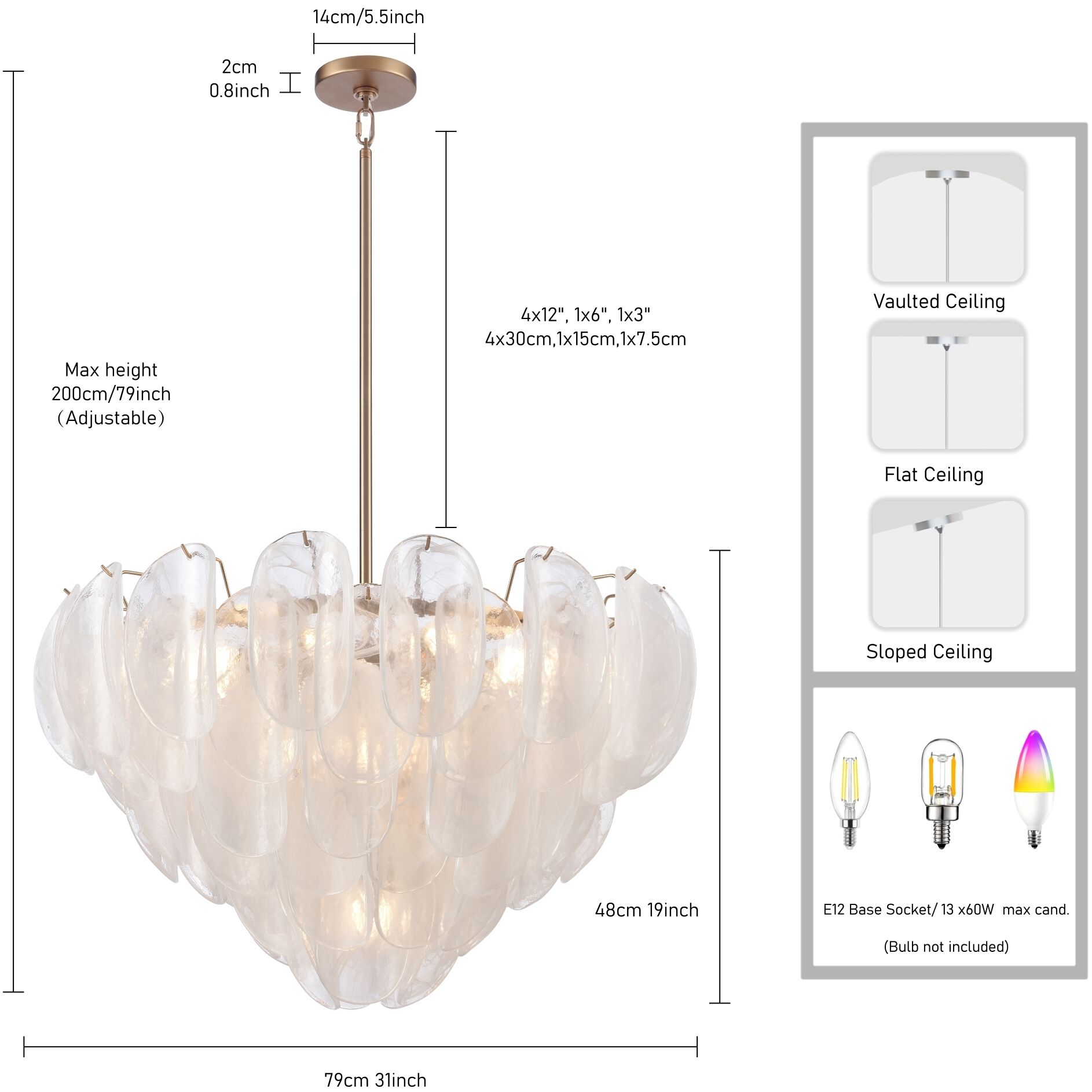 Chateau 13 Light 31.5 inch Satin Brass Pendant Ceiling Light