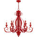 Valencia 6 Light 35 inch Shiny Red Large Chandelier Ceiling Light