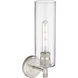 Crown Point Sconce Wall Light in Satin Nickel, Clear Glass