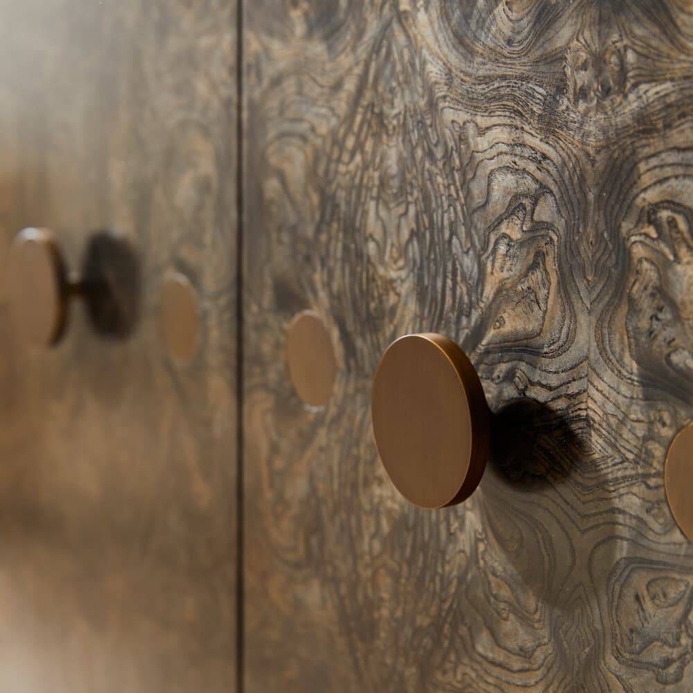 Keanu Truffle Burl and Truffle with Vintage Brass Cabinet