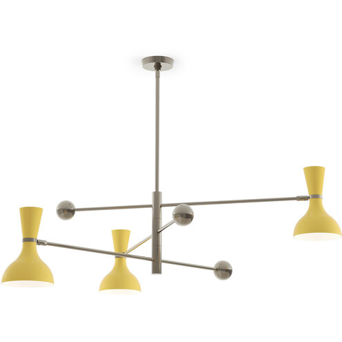 Clare 3 Light 55 inch Sunset Yellow with Polished Nickel Pendant Ceiling Light