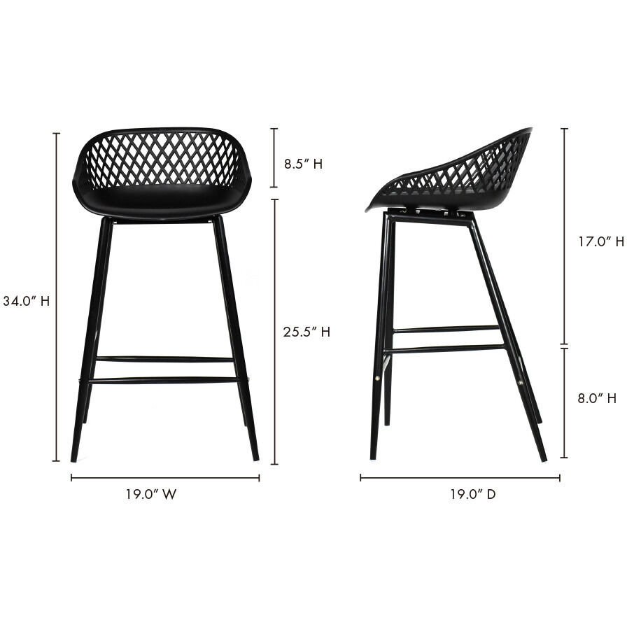 Piazza 34 inch Black Outdoor Counter Stool