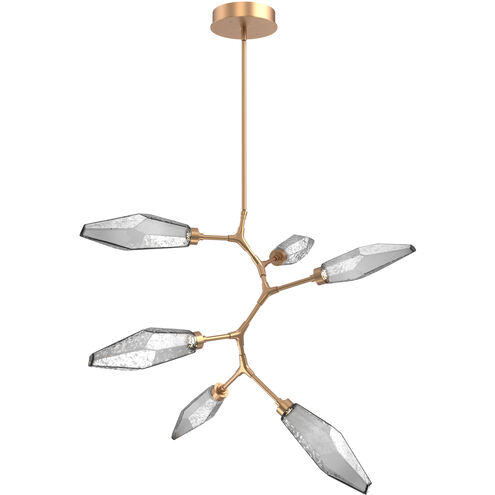 Rock Crystal LED 38.8 inch Novel Brass Chandelier Ceiling Light in Chilled Smoke, 2700K LED, Modern Vine