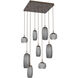 Vessel LED Flat Bronze Multi-Pendant Ceiling Light in 3000K LED, Smoke