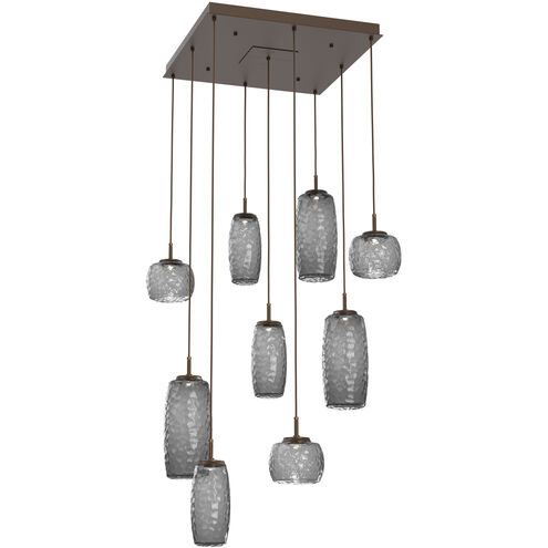 Vessel LED Flat Bronze Multi-Pendant Ceiling Light in 3000K LED, Smoke