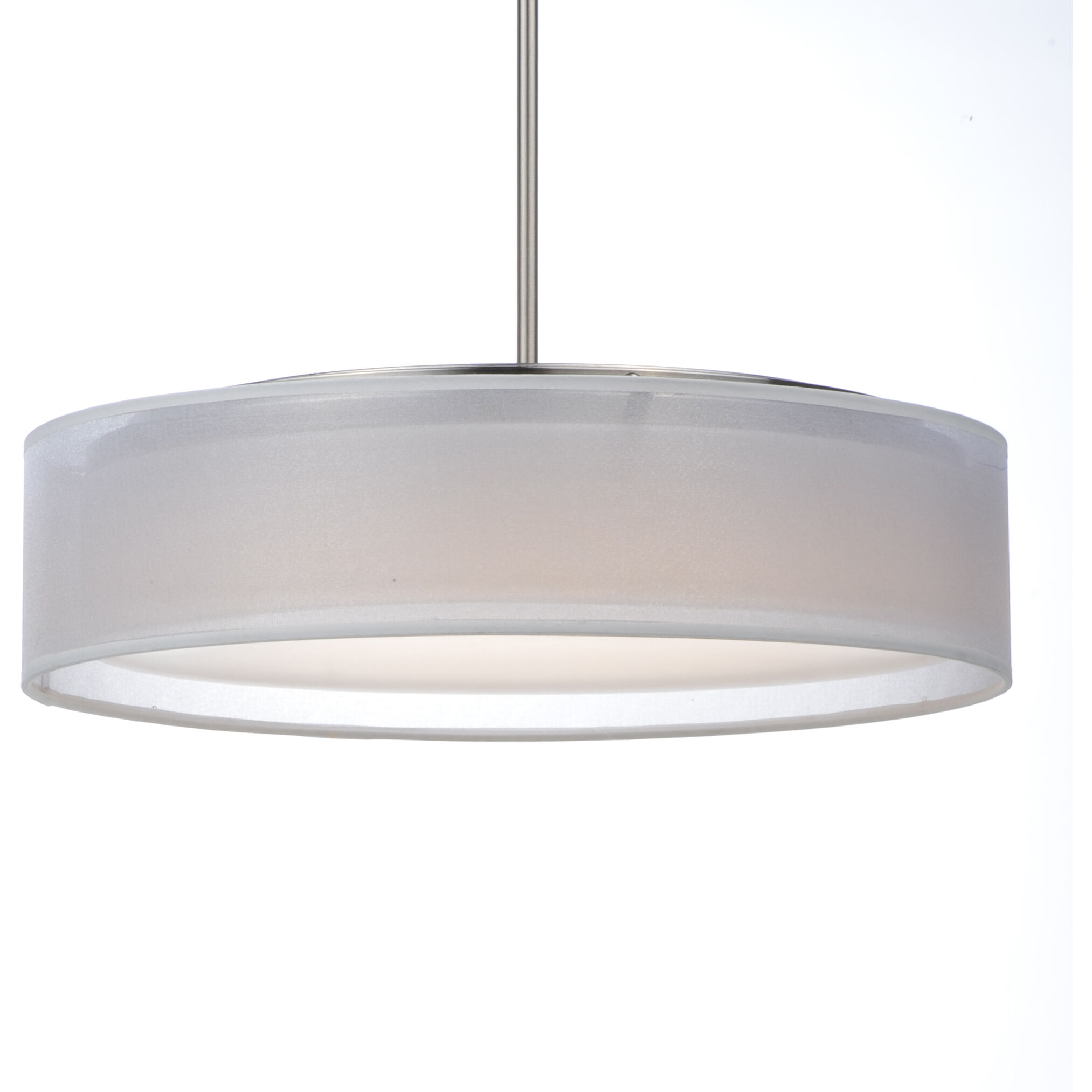 Prime LED 16 inch Satin Nickel Single Pendant Ceiling Light in White Organza