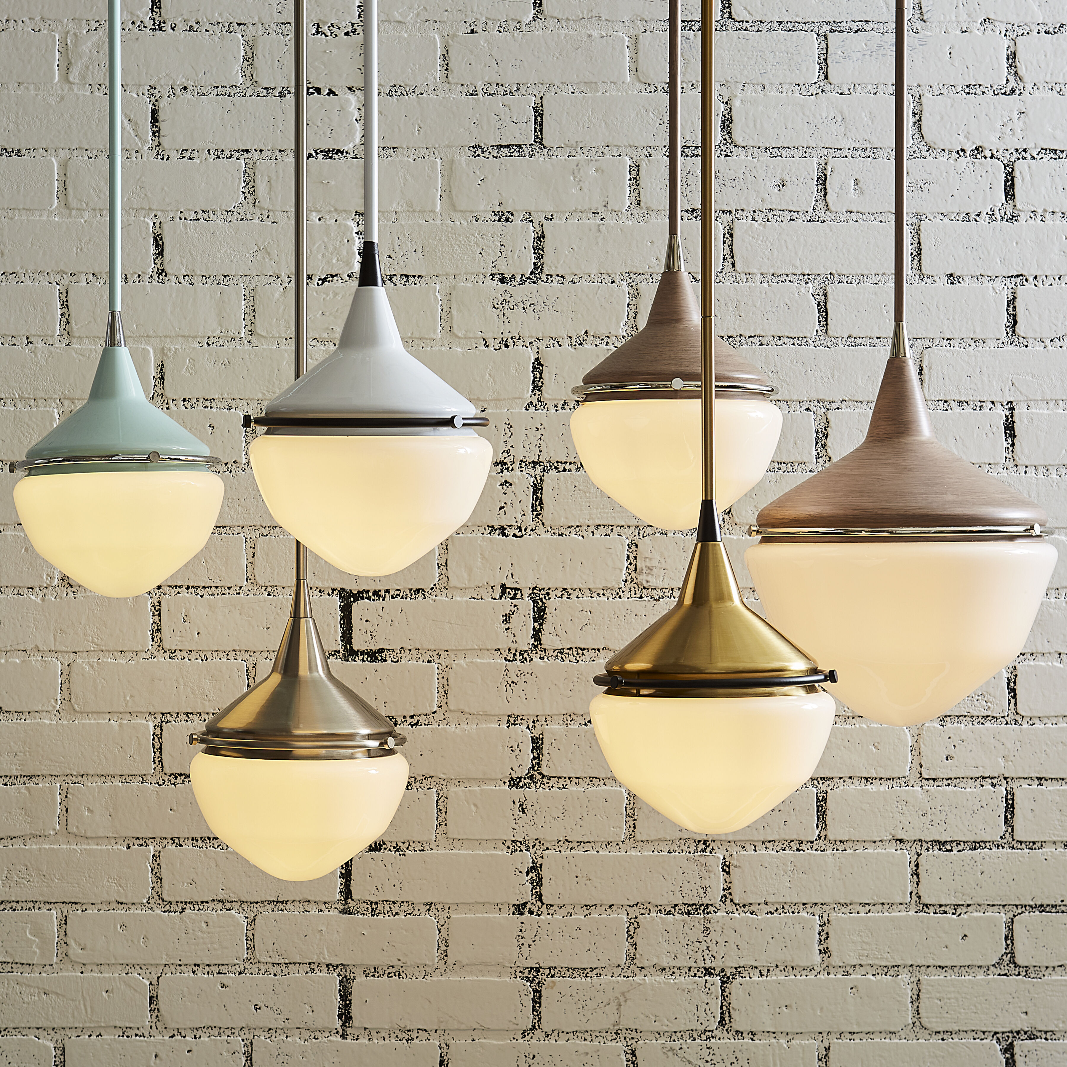 Mid-Century Schoolhouse 1 Light 8 inch Enamel White with Matte Black Mini Pendant Ceiling Light