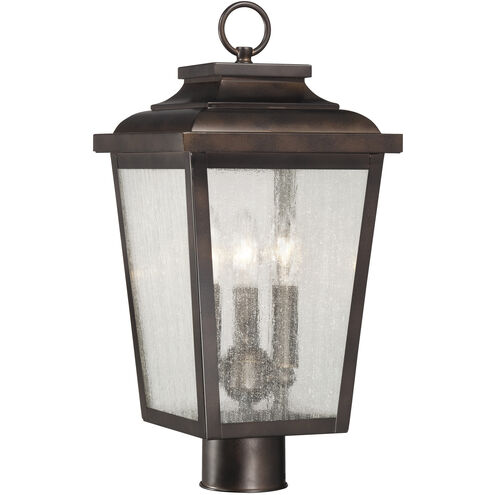 Irvington Manor 3 Light 18 inch Chelesa Bronze Outdoor Post Mount Lantern in Incandescent, Clear Seeded Glass, The Great Outdoors