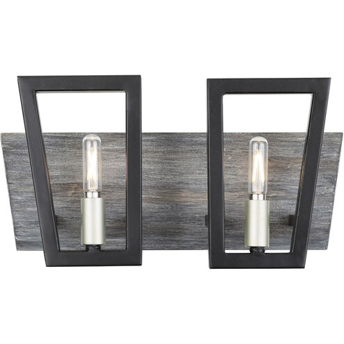 Zag 2 Light 14.5 inch Black and Grey Bath Vanity Wall Light in Black/Grey Wood