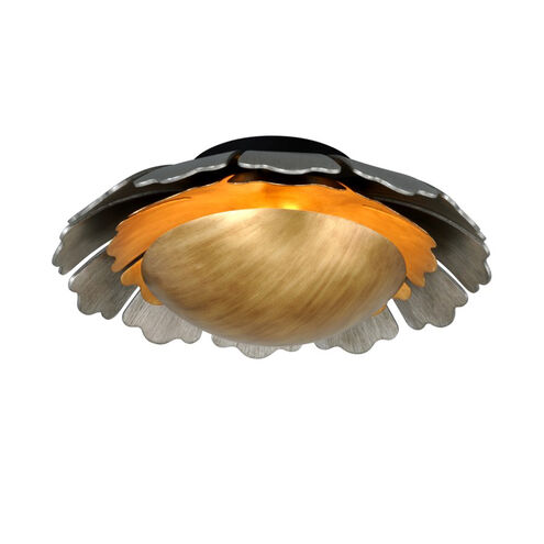 Magic Garden 3 Light 20 inch Black Graphite Bronze Leaf Flush Mount Ceiling Light