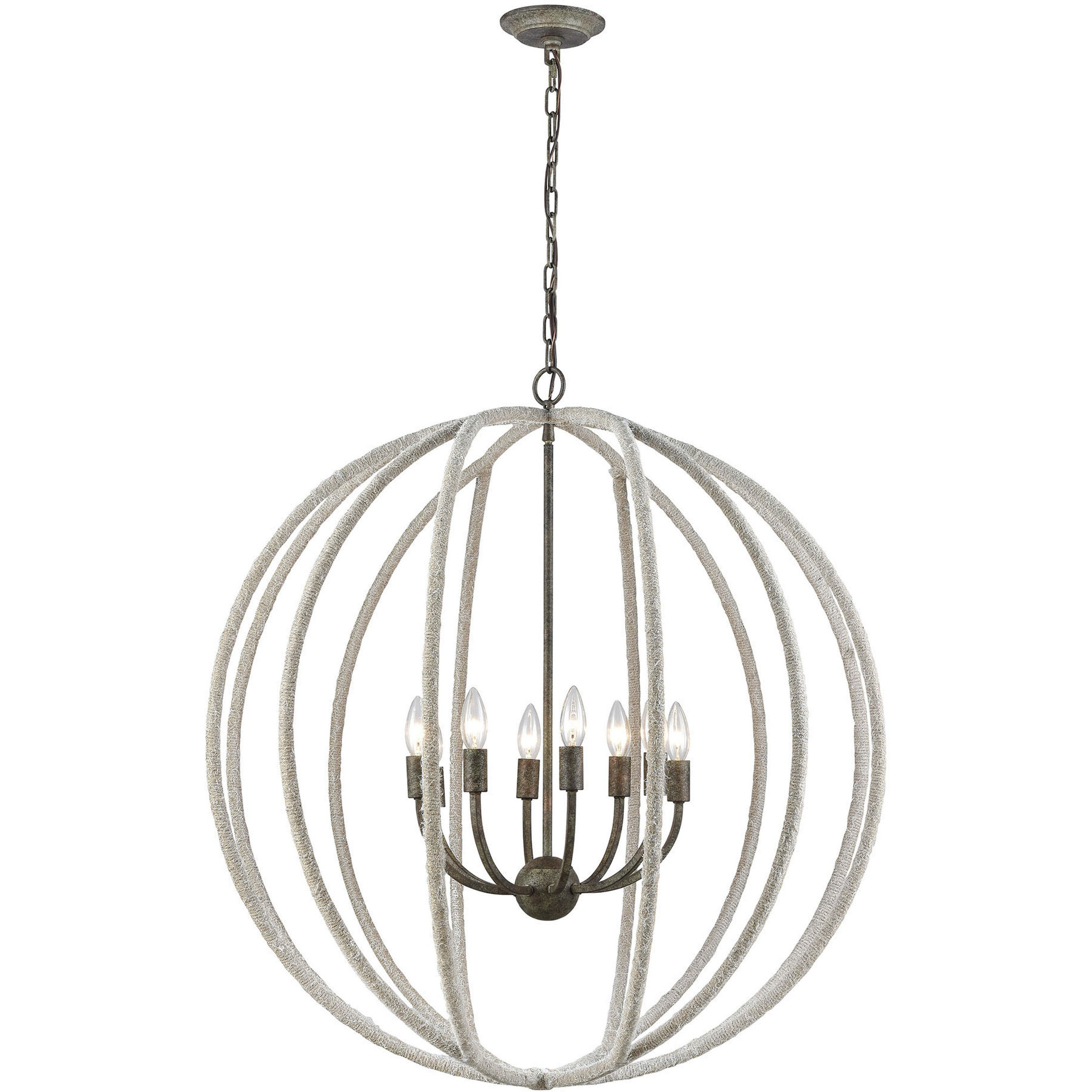 Lasso 8 Light 32 inch Gray with Malted Rust Chandelier Ceiling Light