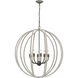Lasso 8 Light 32 inch Gray with Malted Rust Chandelier Ceiling Light