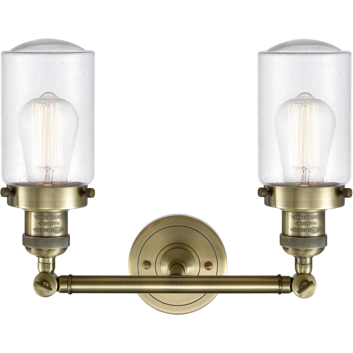 Franklin Restoration Dover 2 Light 14 inch Antique Brass Bath Vanity Light Wall Light in Incandescent, Seedy Glass, Franklin Restoration