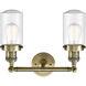 Franklin Restoration Dover 2 Light 14 inch Antique Brass Bath Vanity Light Wall Light in Incandescent, Seedy Glass, Franklin Restoration