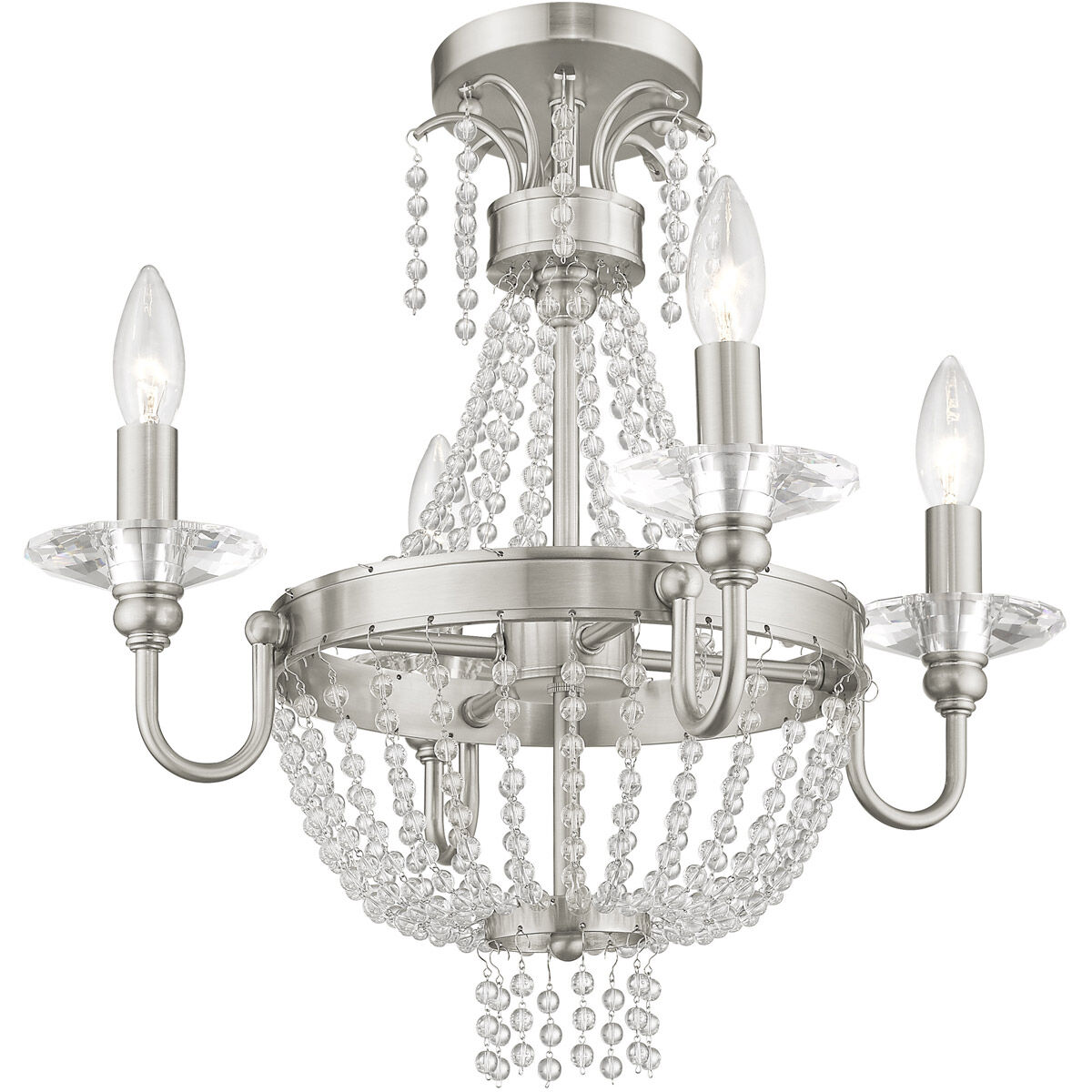 Valentina 4 Light 18 inch Brushed Nickel Convertible Mini Chandelier/Ceiling Mount Ceiling Light