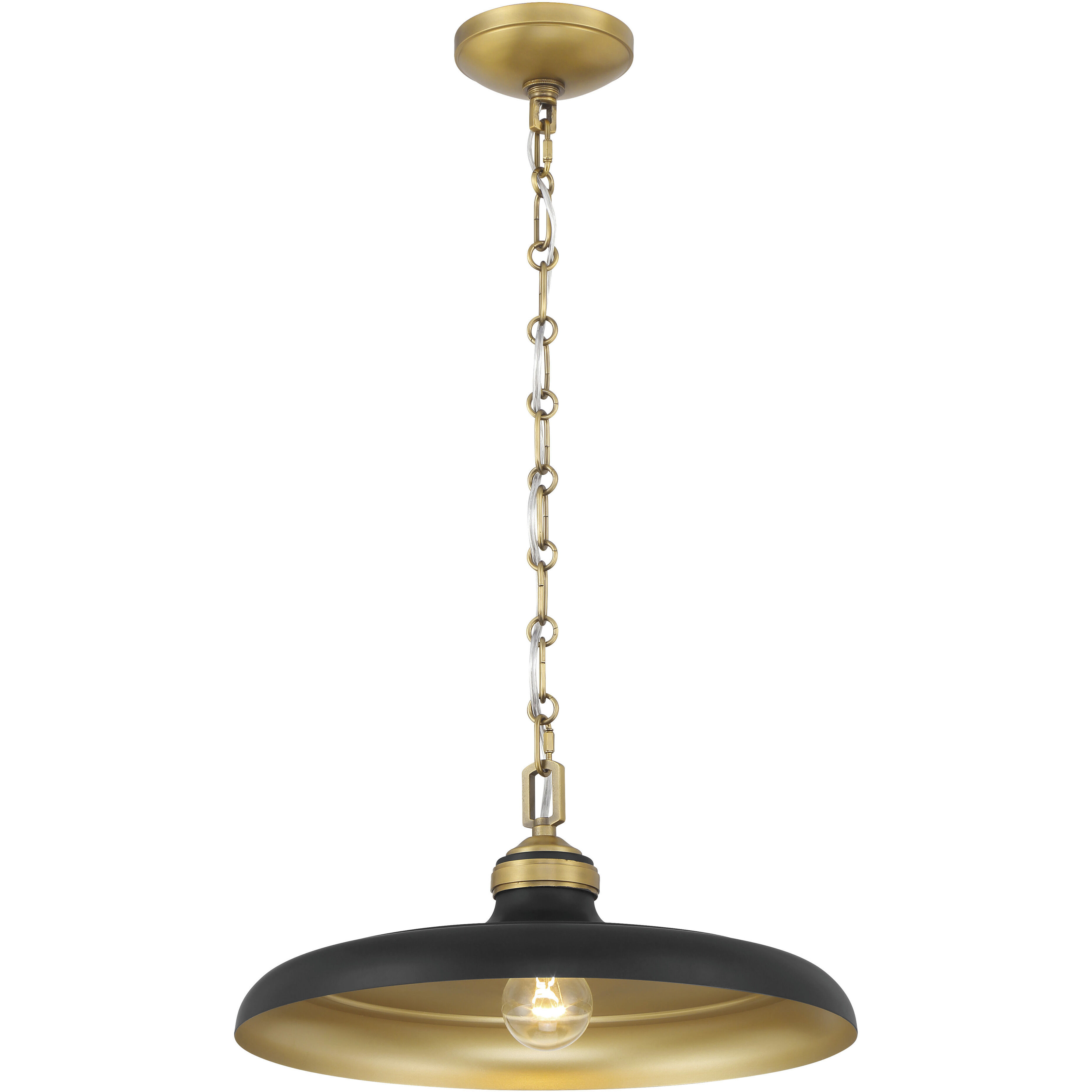 Crowne 1 Light 16 inch Legacy Brass and Dark Matte Black Pendant Ceiling Light