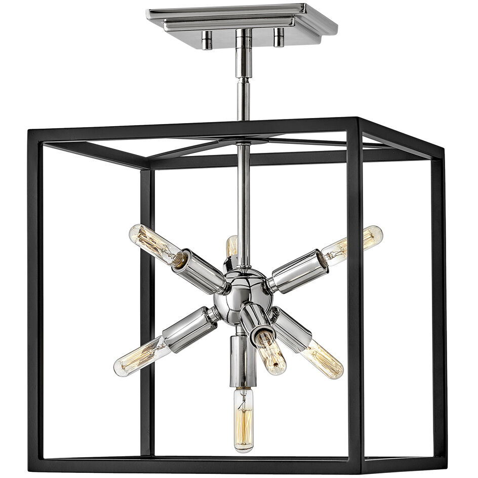 Lisa McDennon Aros 7 Light 13 inch Black with Polished Nickel Indoor Pendant Ceiling Light in Black/Polished Nickel, Convertible to Semi-Flush