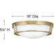 Hathaway 3 Light 16 inch Heritage Brass Indoor Flush Mount Ceiling Light in Etched White