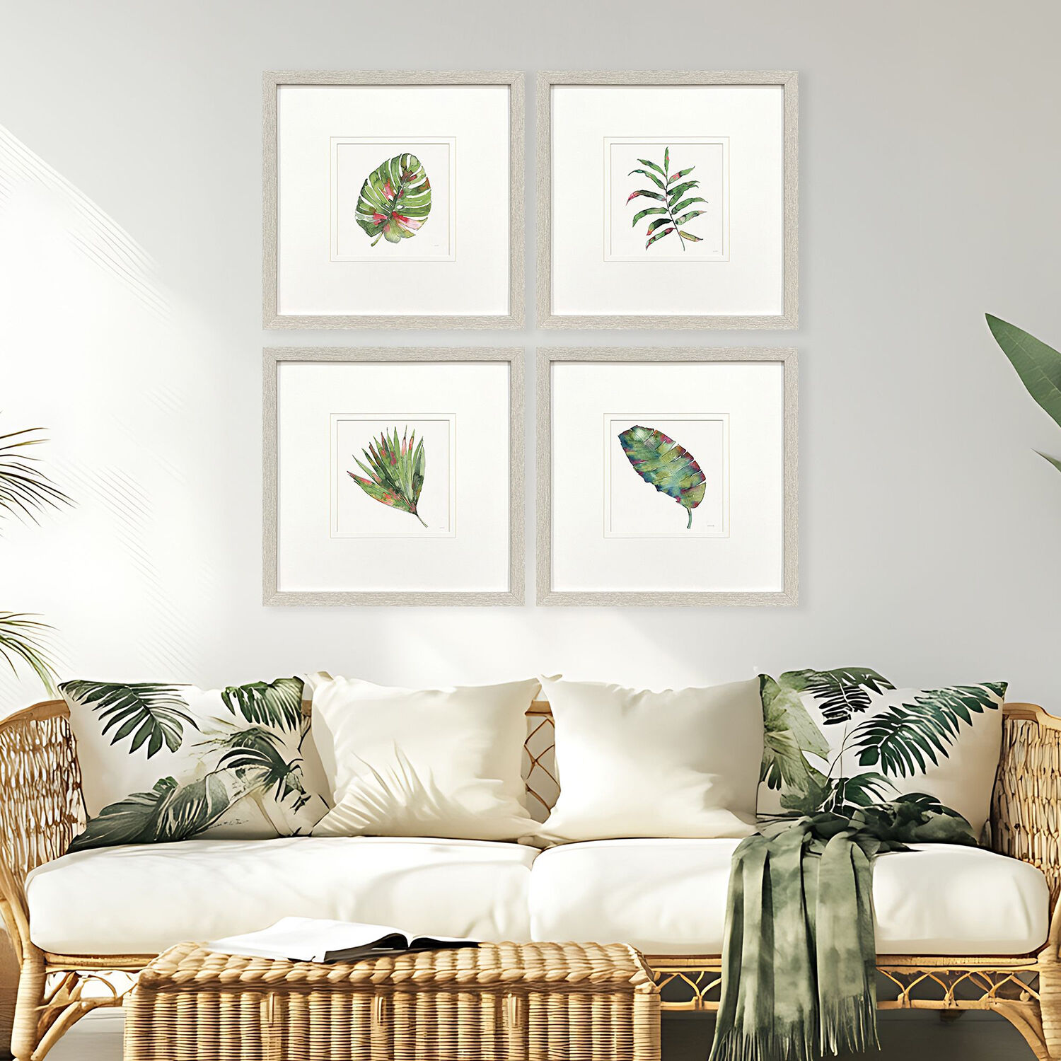 Palm Springs Leaves Green and Red and Pink and Purple Framed Art, Propac