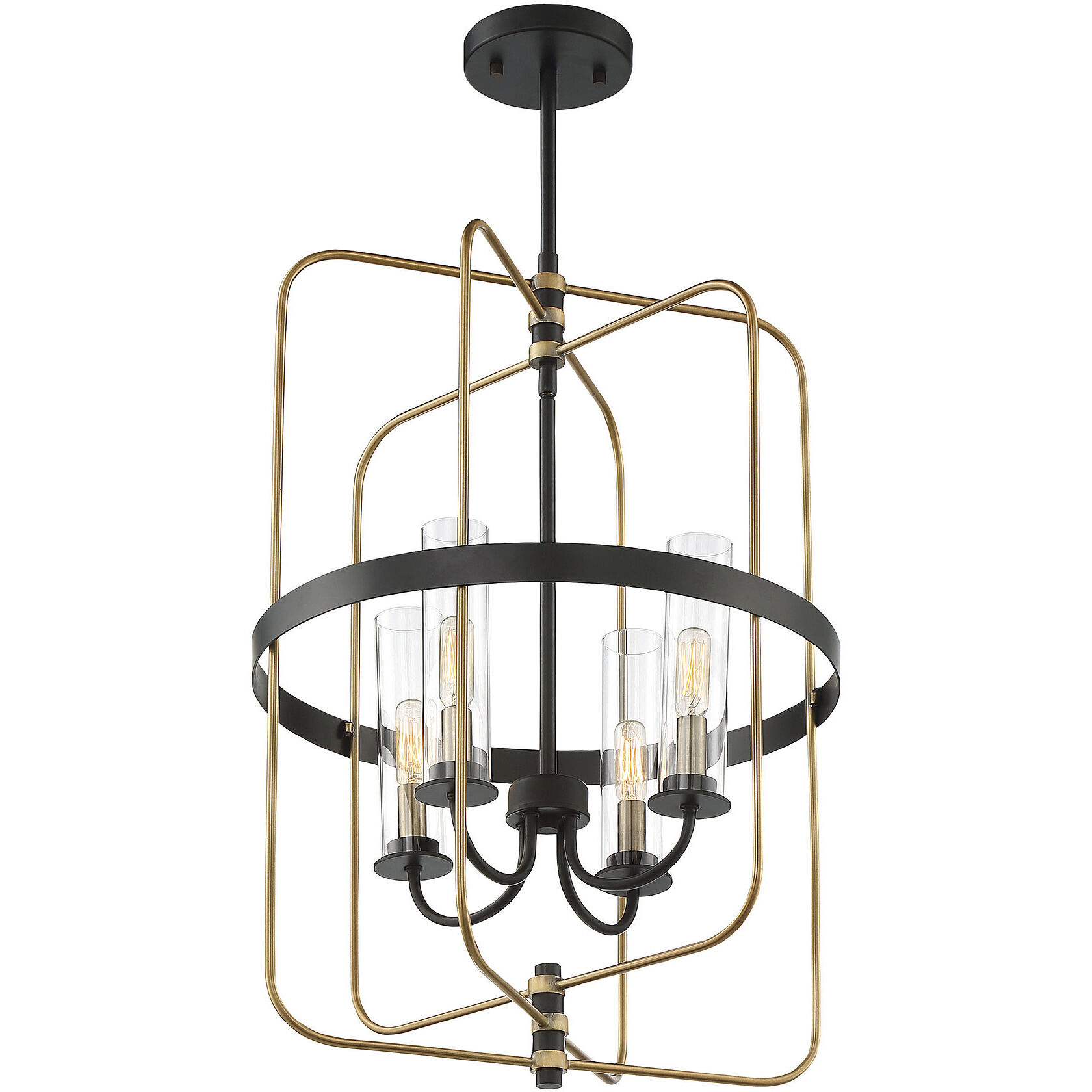 Kearney 4 Light 17 inch Vintage Black with Warm Brass Pendant Ceiling Light