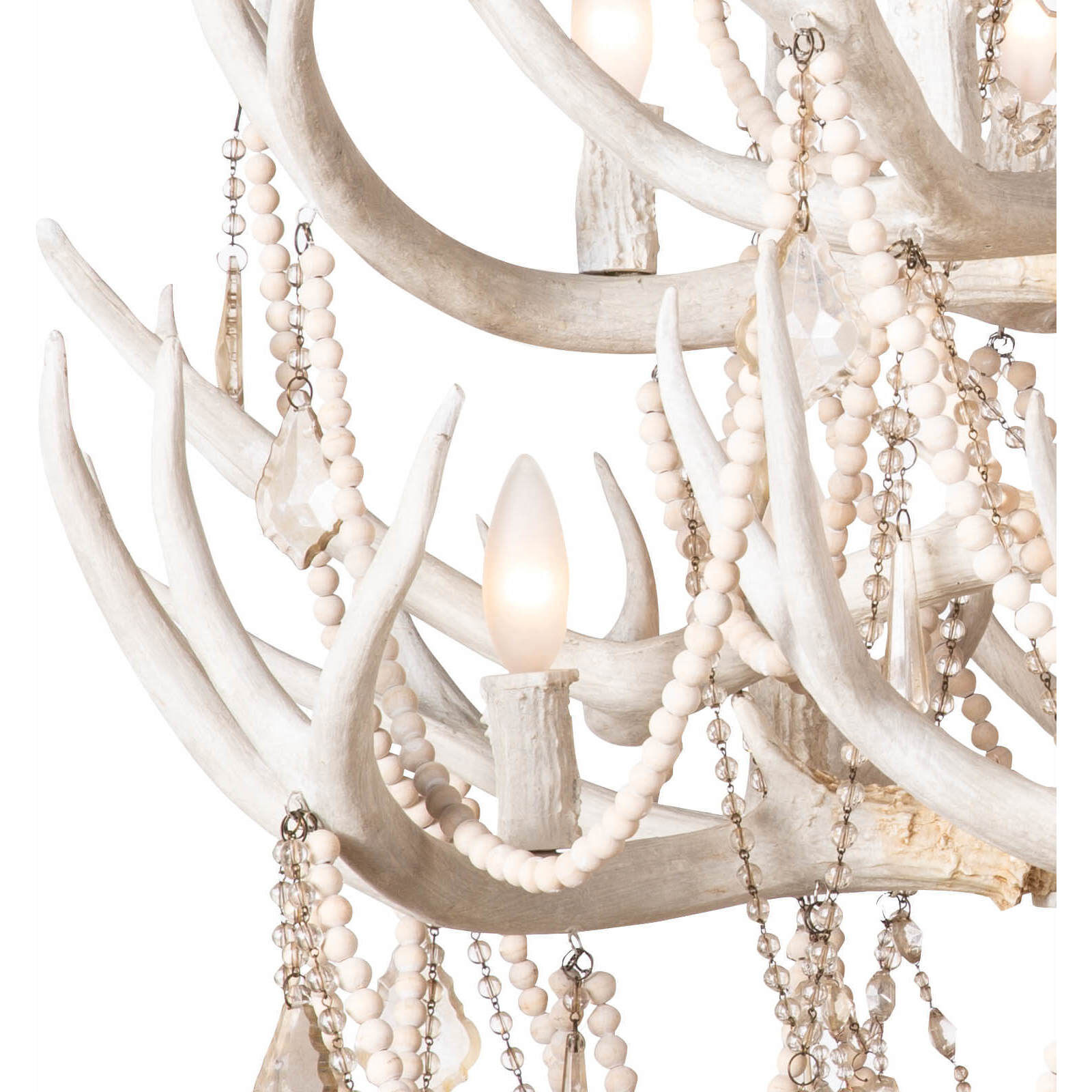 Cheyanne 12 Light 34 inch White Antler Chandelier Ceiling Light, Antler