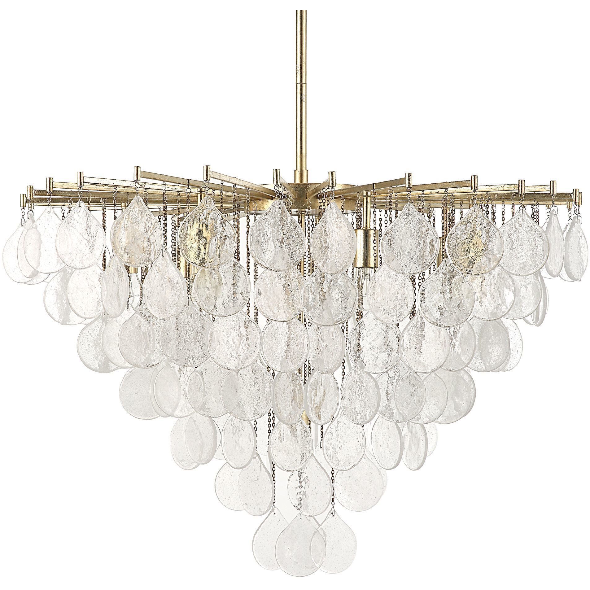 Goccia 8 Light 38 inch Antique Bright Silver Leaf Pendant Ceiling Light