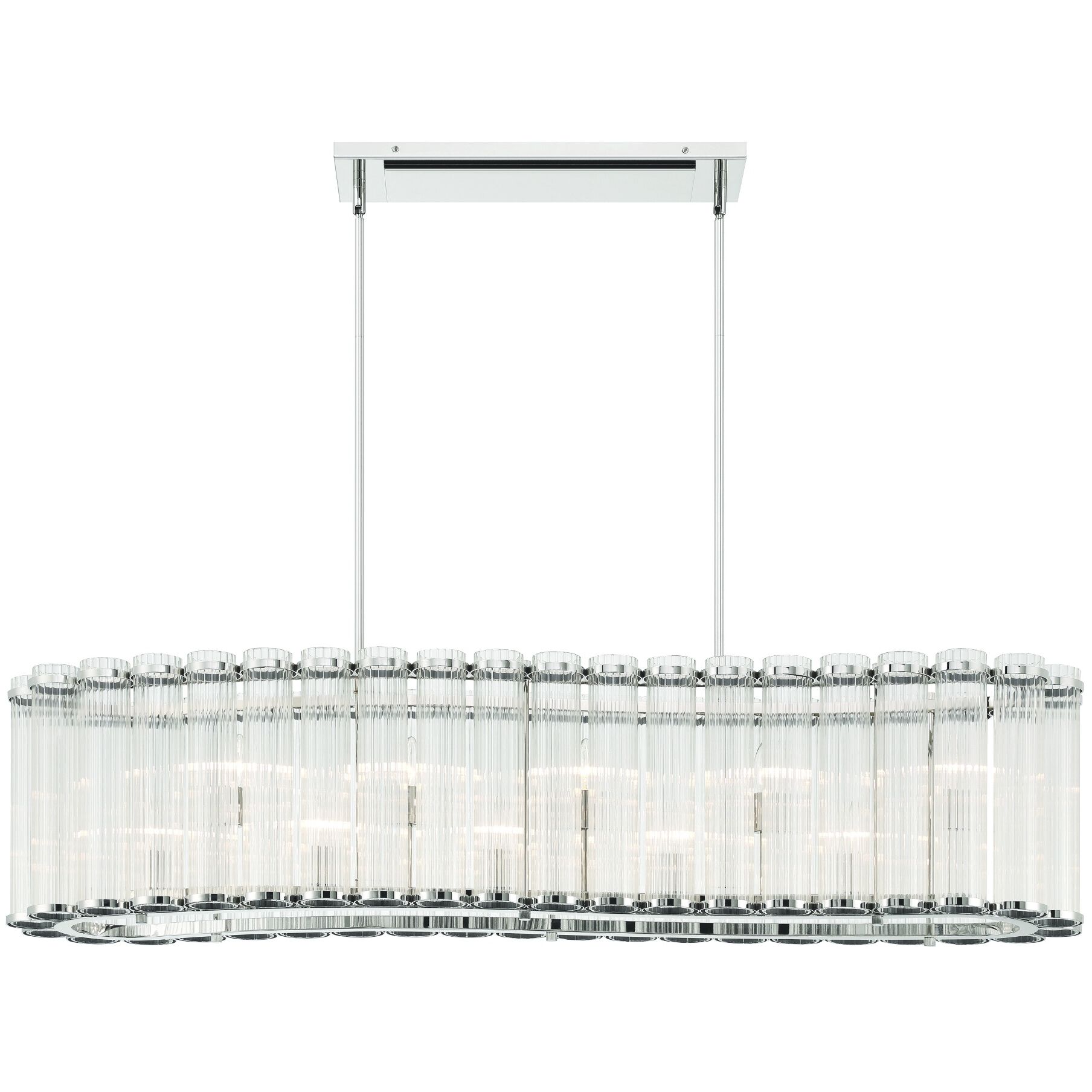 Glasbury Linear Chandelier Ceiling Light in Polished Nickel