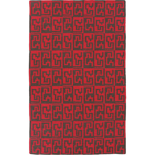 Frontier 66 X 42 inch Bright Red, Dark Brown Rug